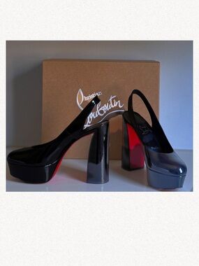 Women’s Christian Louboutin
Black Patent Leather Slingback Platform Heels